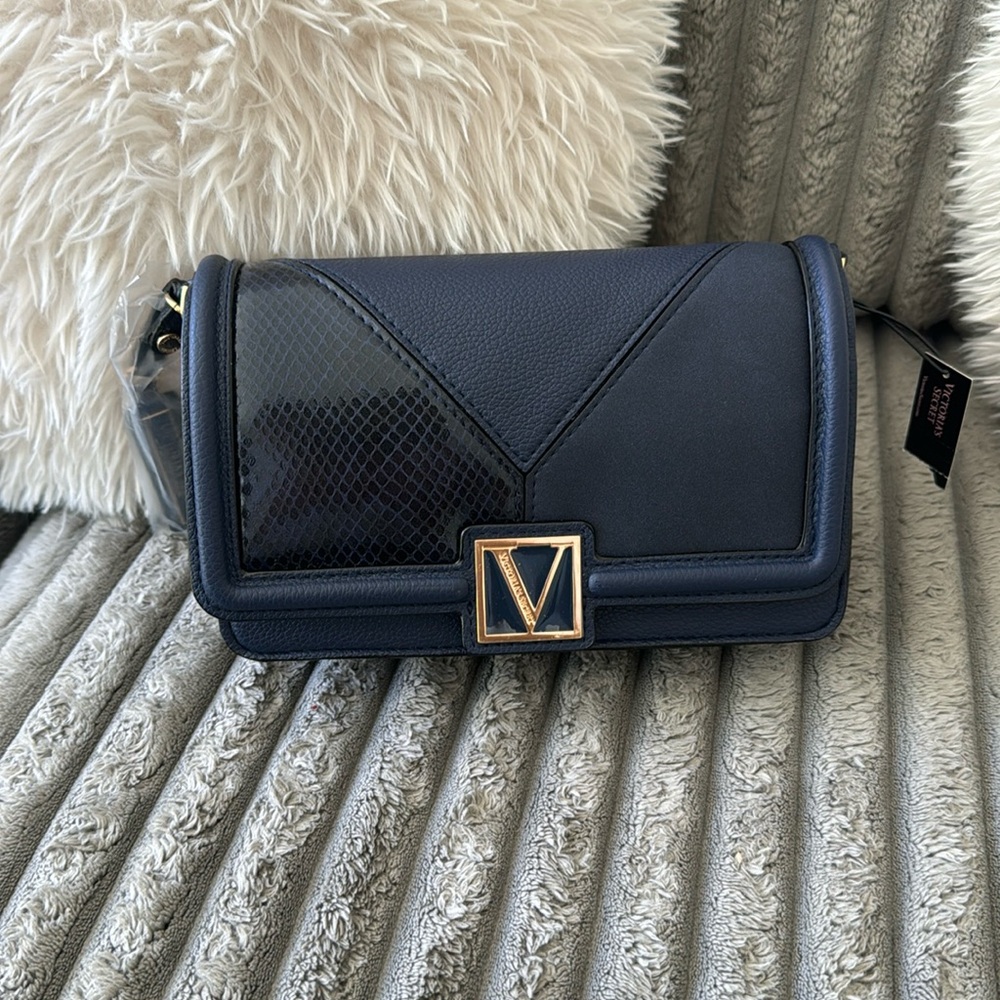 VS mini cross body navy blue wallet bag